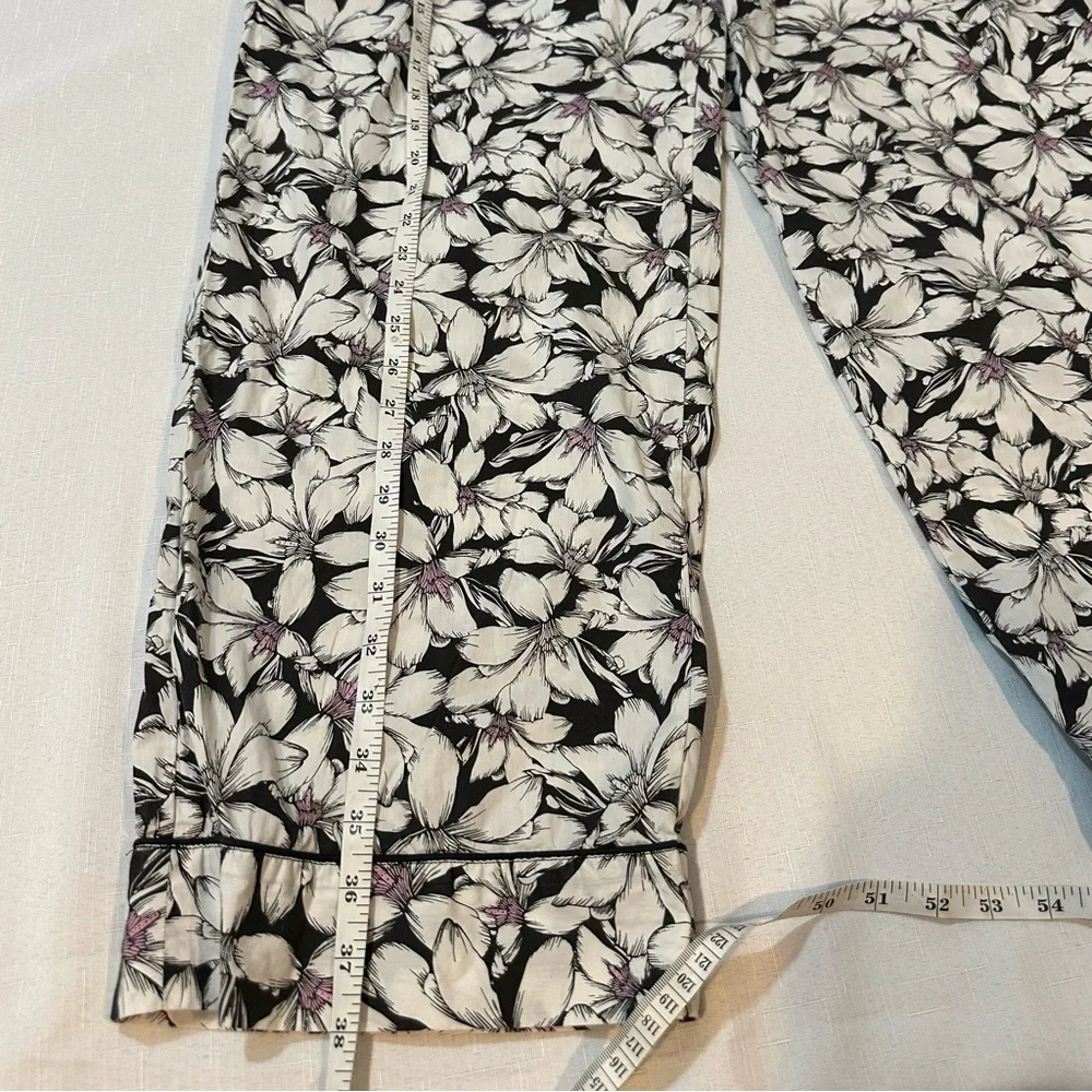 Soma Black White Floral Pajama Lounge Pants L - Picture 4 of 12